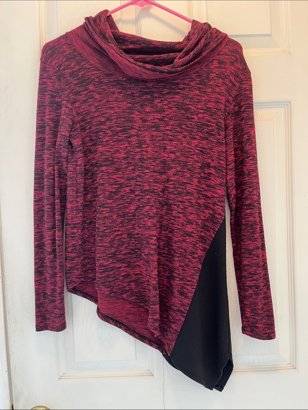 Women’s Long Sleeve Asymmetrical Tunic Top - Pink Heather
